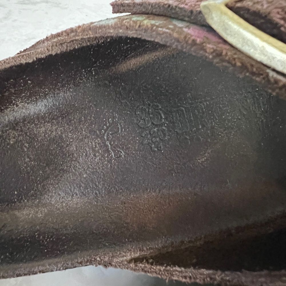 Birkenstock Arizona Leather Flower Crush Mocha Sandals - Picture 9 of 13